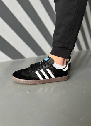 Чоловічі кросівки чорні з білим у стилі adidas samba og black white gum