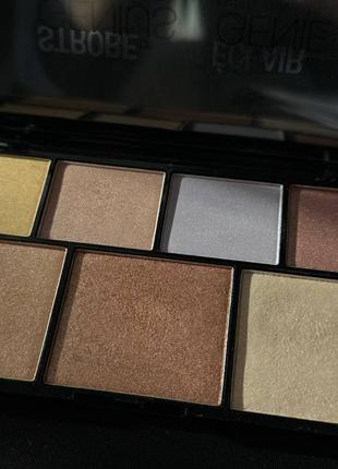 Палетка для стробинга nyx cosmetics strobe of genius illuminating palette (7 оттенков)4 фото