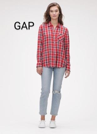 Женская фланелевая рубашка бренда gap принт клетка u9 6 eur 34
