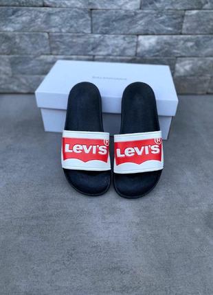 Шльопанці levis шльопанці тапки сланці левіс чорні з білим верхом