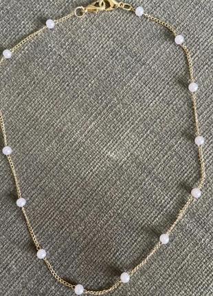 Модное нежное колье чокер с жемчугом