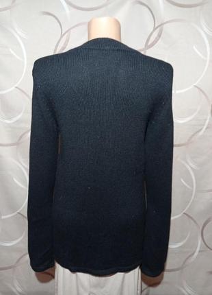 Пуловер черного цвета с интересной шнуровкой, шерсть,вискоза и кашемир6 фото
