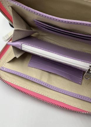 Кошелек, кожаный кошелек, кошелек с вышивкой, вышитый кошелек,фиолетовый кошелек5 фото