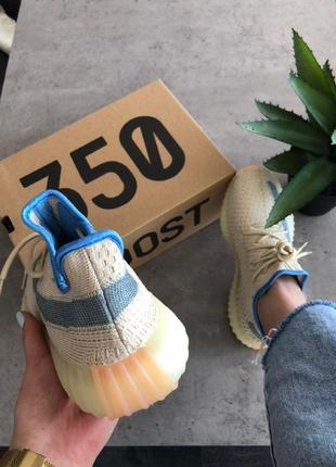 Кроссовки adidas yeezy boost 350 v2 linen reflective (рефлективная полоса)6 фото