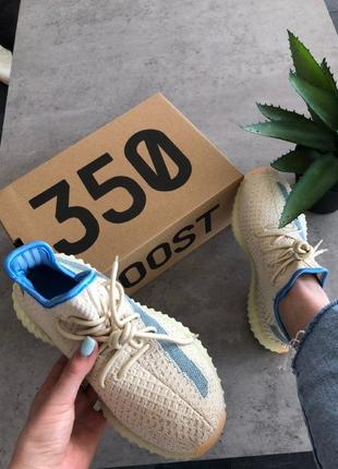 Кроссовки adidas yeezy boost 350 v2 linen reflective (рефлективная полоса)8 фото