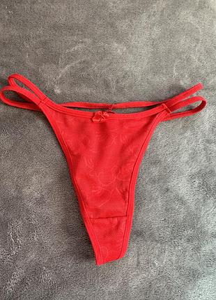 Трусики стринги красные новогодние