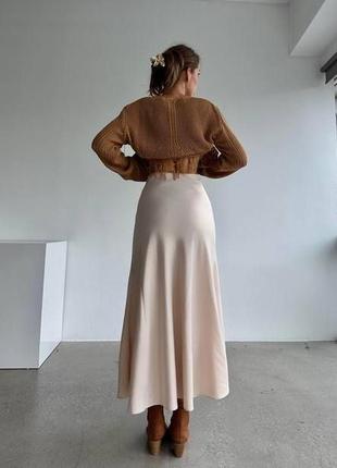 Невероятная шелковая юбка с высокой посадкой макси длинная миди свободного кроя на резинке8 фото