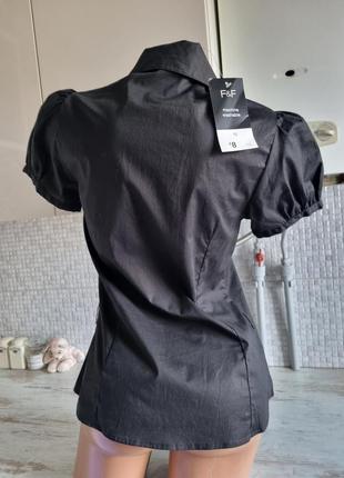 Нова класична брендова чорна жіноча бавовняна хлопкова сорочка блуза з коротким рукавом f&f 10 m6 фото