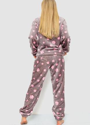 Пижама женская плюшевая цвет серо-розовый3 фото