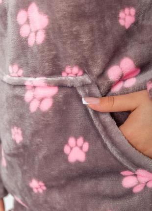 Пижама женская плюшевая цвет серо-розовый5 фото