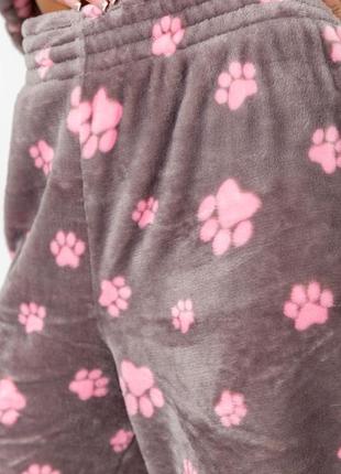 Пижама женская плюшевая цвет серо-розовый6 фото