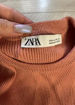 Пудрова кофта zara з завязками в рубчик9 фото