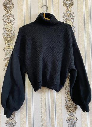 Стильный вязаный свитер оверсайз, черный свитер открытая спинка3 фото