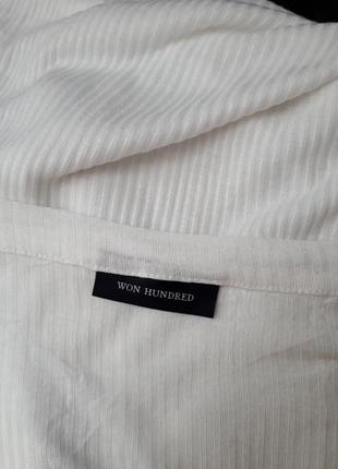 Пляжне біле плаття в рубчик з контрасными гудзиками won hundred (розмір 38-40)6 фото