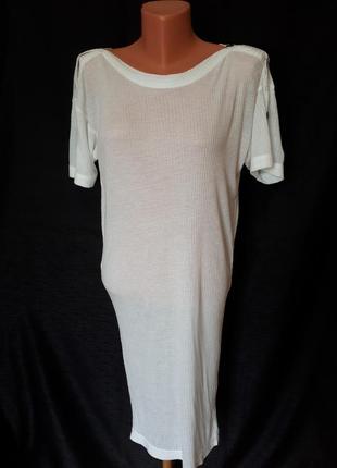 Пляжне біле плаття в рубчик з контрасными гудзиками won hundred (розмір 38-40)7 фото