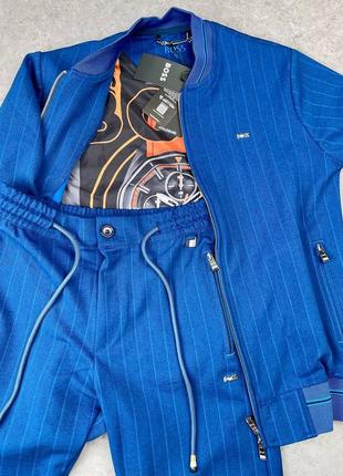 Мужской брендовый спортивный костюм boss синий / дорогие фирменные костюмы для мужчин3 фото
