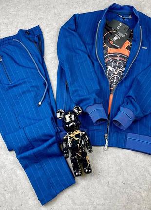 Чоловічий брендовий спортивний костюм boss синій / дорогі фірмові костюми для чоловіків