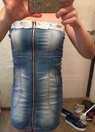 Джинсовий сарафан, джинсове сукню-бюстьє3 фото