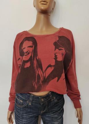Женский стильный спортивный реглан топ оверсайз bershka, р.м/l