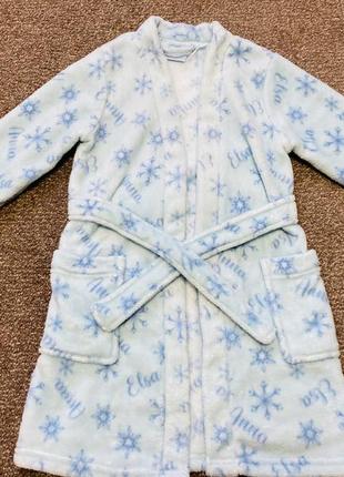 Халат эльза на девочку теплый махровый велюровый 3 4 года