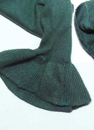 Вязаный джемпер с воланами изумрудного цвета10 фото