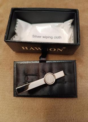 Шикарный фирменный зажим для галстука нержавеющая сталь в подарочной упаковке запонки5 фото