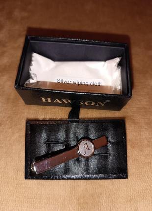 Шикарный фирменный зажим для галстука нержавеющая сталь в подарочной упаковке запонки6 фото