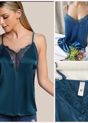 Фирменная качественная стильная стрейчевая майка в пижамном стиле