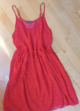 Летний красный сарафан в горошек sinsay синсей платье сукня2 фото