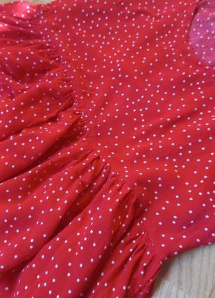 Летний красный сарафан в горошек sinsay синсей платье сукня7 фото