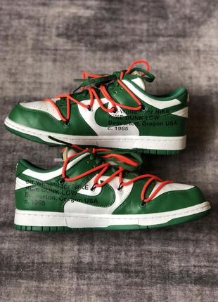 Кроссовки nike x off-white dunk low pine green найк данки офф вайт