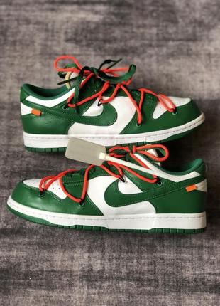 Кросівки nike dunk low off-white pine green оф вайт зелені ст0856-100