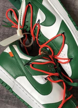 Кроссовки nike x off-white dunk low pine green найк данки офф вайт