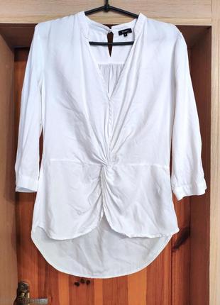 Бренду jones легкая, летняя женская блуза, рубашка белая, удлиненная2 фото