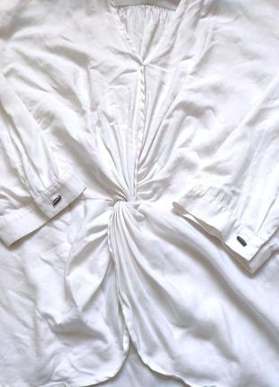 Бренду jones легкая, летняя женская блуза, рубашка белая, удлиненная5 фото