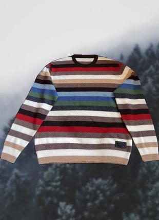 Вовняний светр джемпер коричневий у смужку