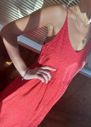 Летний красный сарафан в горошек sinsay синсей платье сукня9 фото
