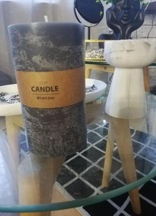 Свеча под мрамор серая 12 см х 7