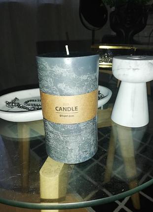 Свеча под мрамор серая 12 см х 7