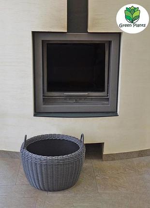 Корзина для дров плетеная (дровница) из искусственного ротанга ручной работы. цвет...