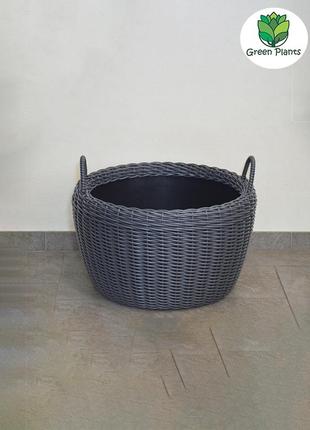 Корзина для дров плетеная (дровница) из искусственного ротанга ручной работы. цвет...