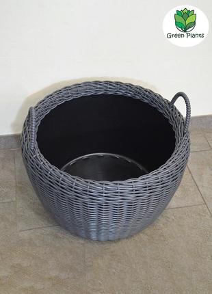 Корзина для дров плетеная (дровница) из искусственного ротанга ручной работы. цвет...