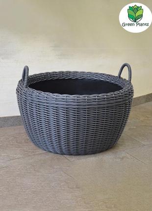 Корзина для дров плетеная (дровница) из искусственного ротанга ручной работы. цвет...