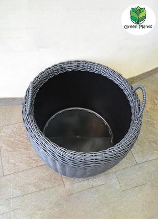 Корзина для дров плетеная (дровница) из искусственного ротанга ручной работы. цвет...
