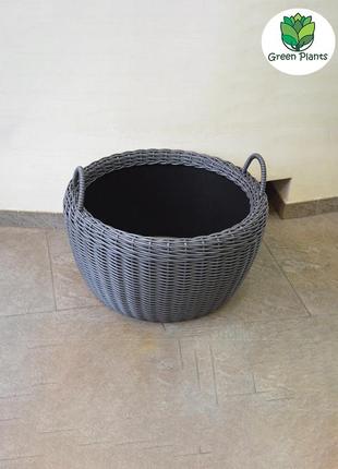Корзина для дров плетеная (дровница) из искусственного ротанга ручной работы. цвет...