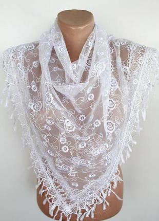 Свадебный платок ажурная белая