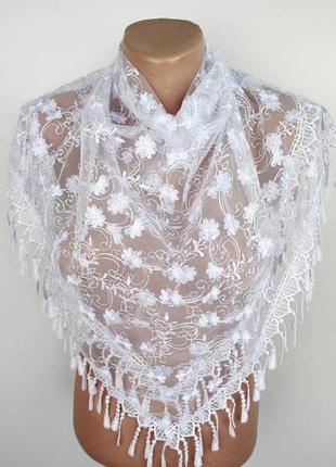 Свадебный платок ажурная белая