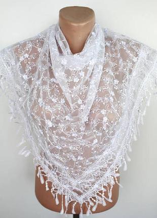 Свадебный платок ажурная белая