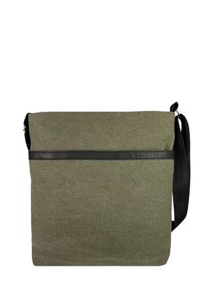 Стильная мужская сумка через плечо, сумка унисекс хаки из канваса, классическая сумка2 фото
