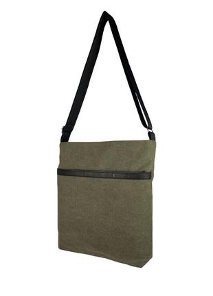 Стильная мужская сумка через плечо, сумка унисекс хаки из канваса, классическая сумка3 фото